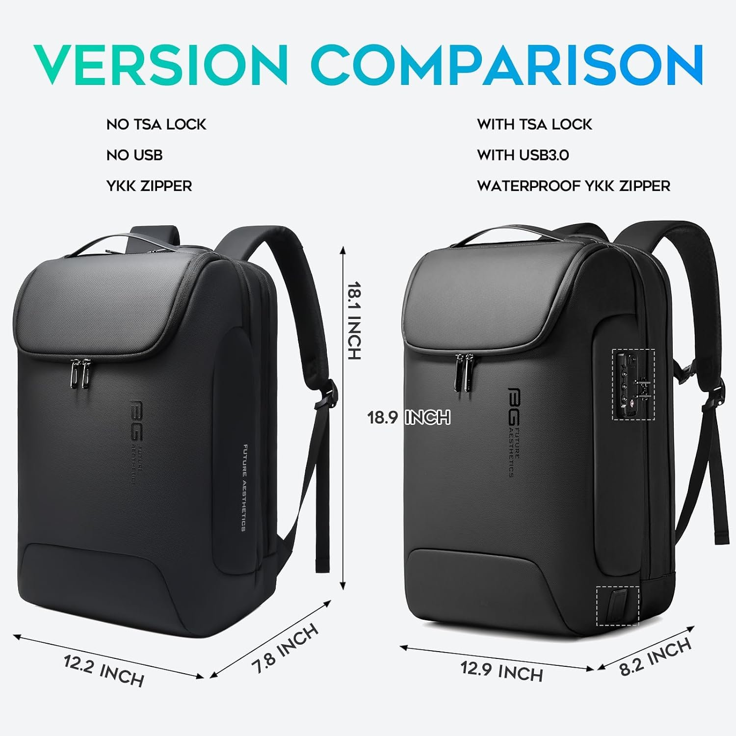 BANGE Anti-Theft Backpack with USB Charging Port 17.3 Inch Business Laptop Backpack - Image 2