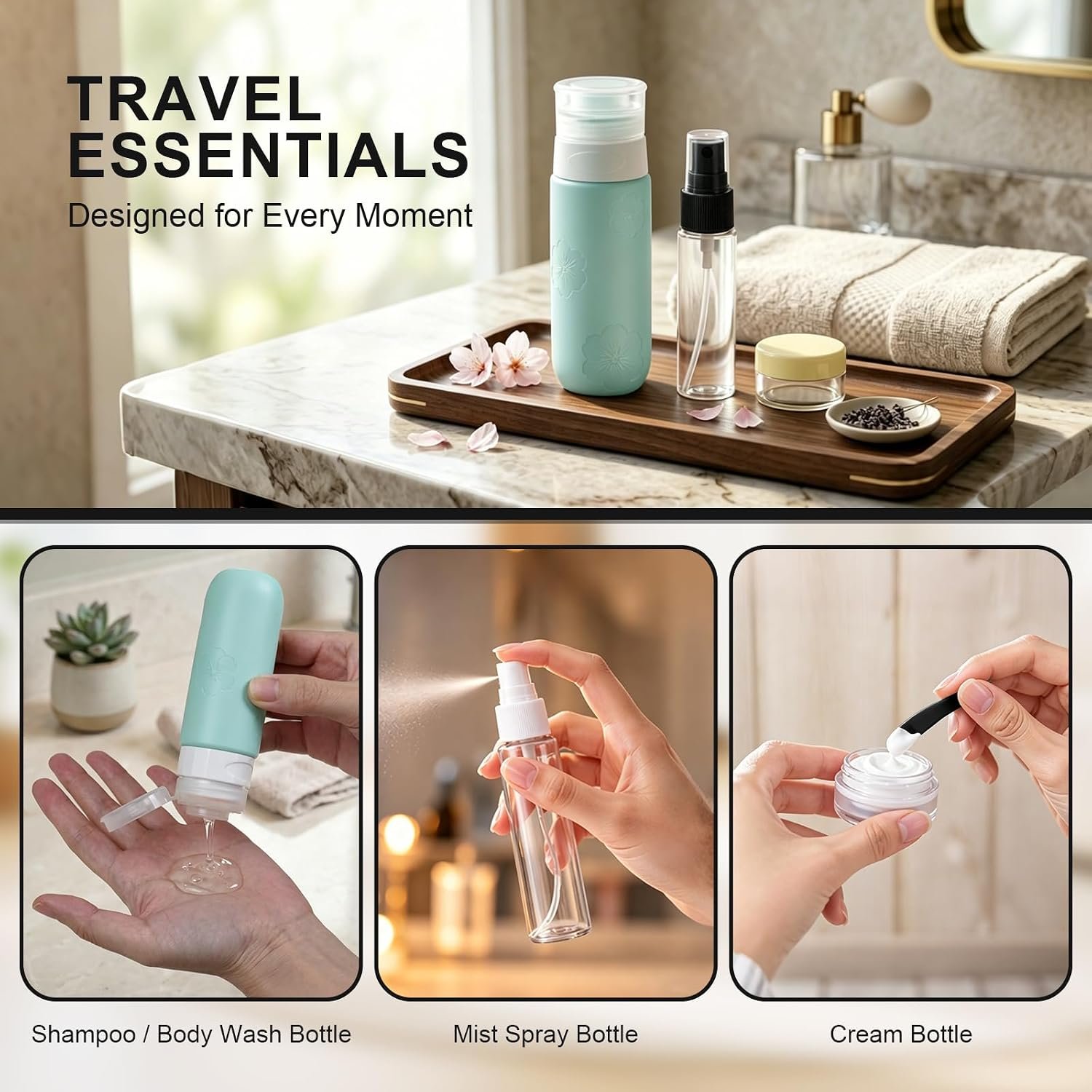 16 Pack Travel Bottles for Toiletries, Silicone TSA Approved-Containers for Toiletries,3oz Silicone Travel Bottles Set Leak Proof Refillable Liquid,Shampoo and Conditioner Travel Toiletry Bottles Grey - Image 8