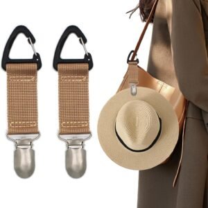 2 Pack Elastic Hat Clip for Travel,Hat Holder,Hands Free Bag Accessory | Outdoor Travel Accessory for Women, Travel Hat Clip for Sunhat, Luggage, Bag, Backpack, Purse