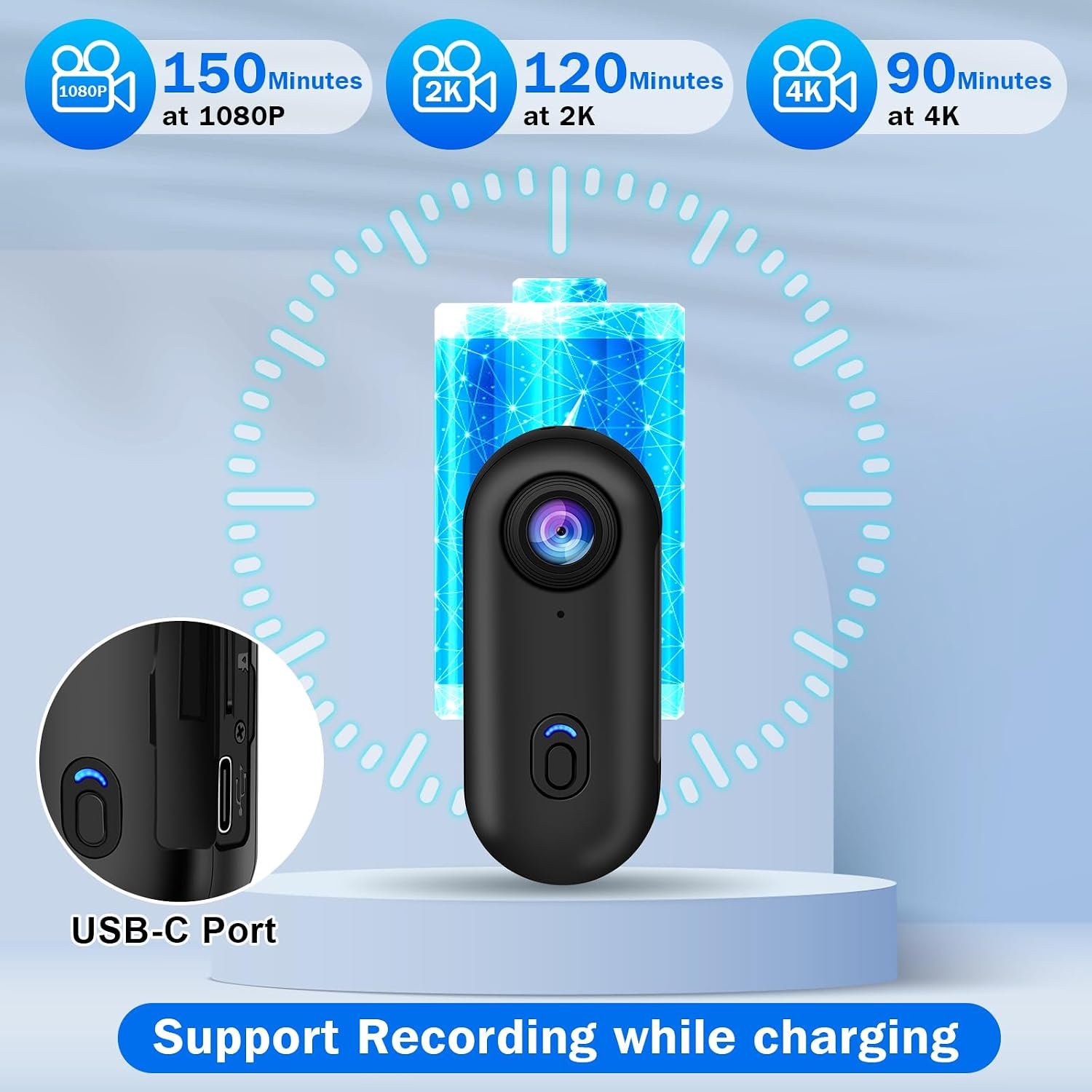 i3 4K Thumb Action Camera, Tiny Size, Mount Anywhere, Small Body Camera | with 64G Card, Spring Clip, Portable Vlogging, Hands-Free POV Recording, Helmet Cam for Cycling, Motorcycle - Image 7