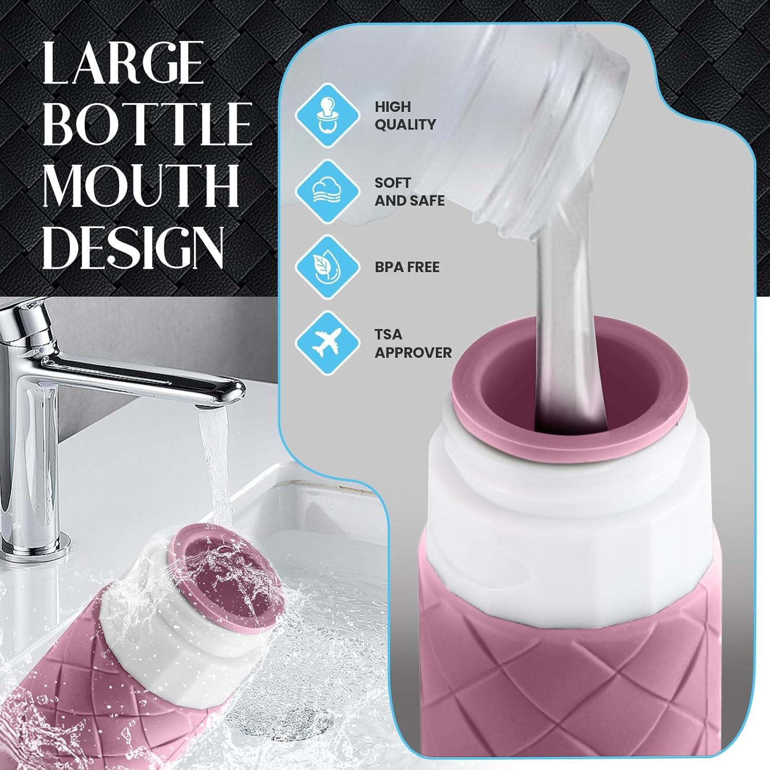 Silevoler Travel Bottles for Toiletries, TSA-Approved Travel Size Container | Woven Pattern BPA Free Silicone Leak Proof Refillable Liqus Shampoo And Conditioner Essentials Toiletry Bottles(Purple) - Image 6