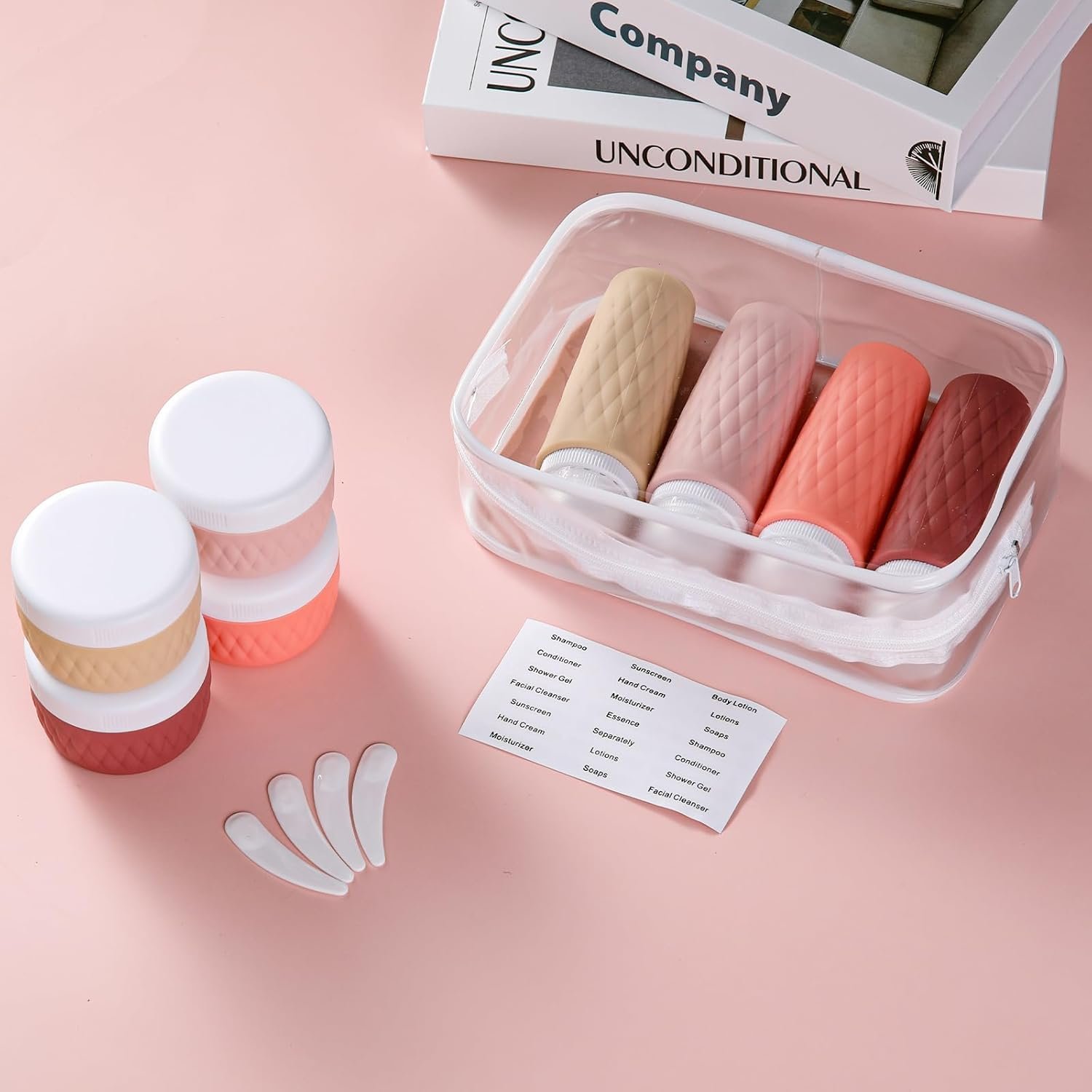 kuangre 8 Pack Travel Bottles for Toiletries - 3 OZ / 90 ML, | Leak Proof Silicone Containers with Clear Bag, Travel Size Toiletries for Lotions, Creams, Foundation, Shampoo, body wash and More | - Image 6