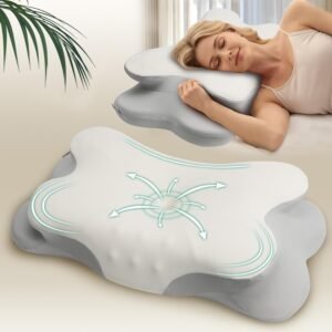 Cervical Neck Pillow, Soft Contour Memory Foam Pillow | for Neck and Shoulder Pain Relief, Orthopedic Dual-Height Design, Ergonomic Pillow for Side, Back, Stomach Sleepers