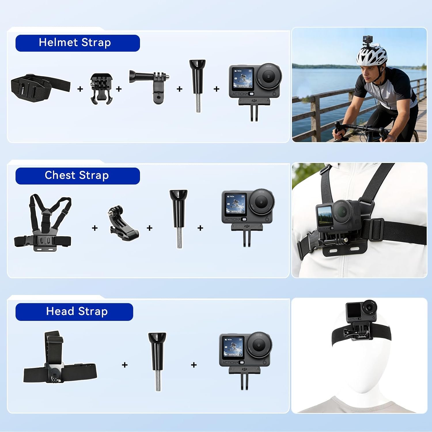 DJI Osmo Action 6 8K Waterproof Action Camera Bundle | 1/1.1" Square Sensor, 50GB Built-In Storage, Original Essential Combo + 58-in-1 Accessory Kit + 2 Extra Batteries + 64GB Card - Image 3
