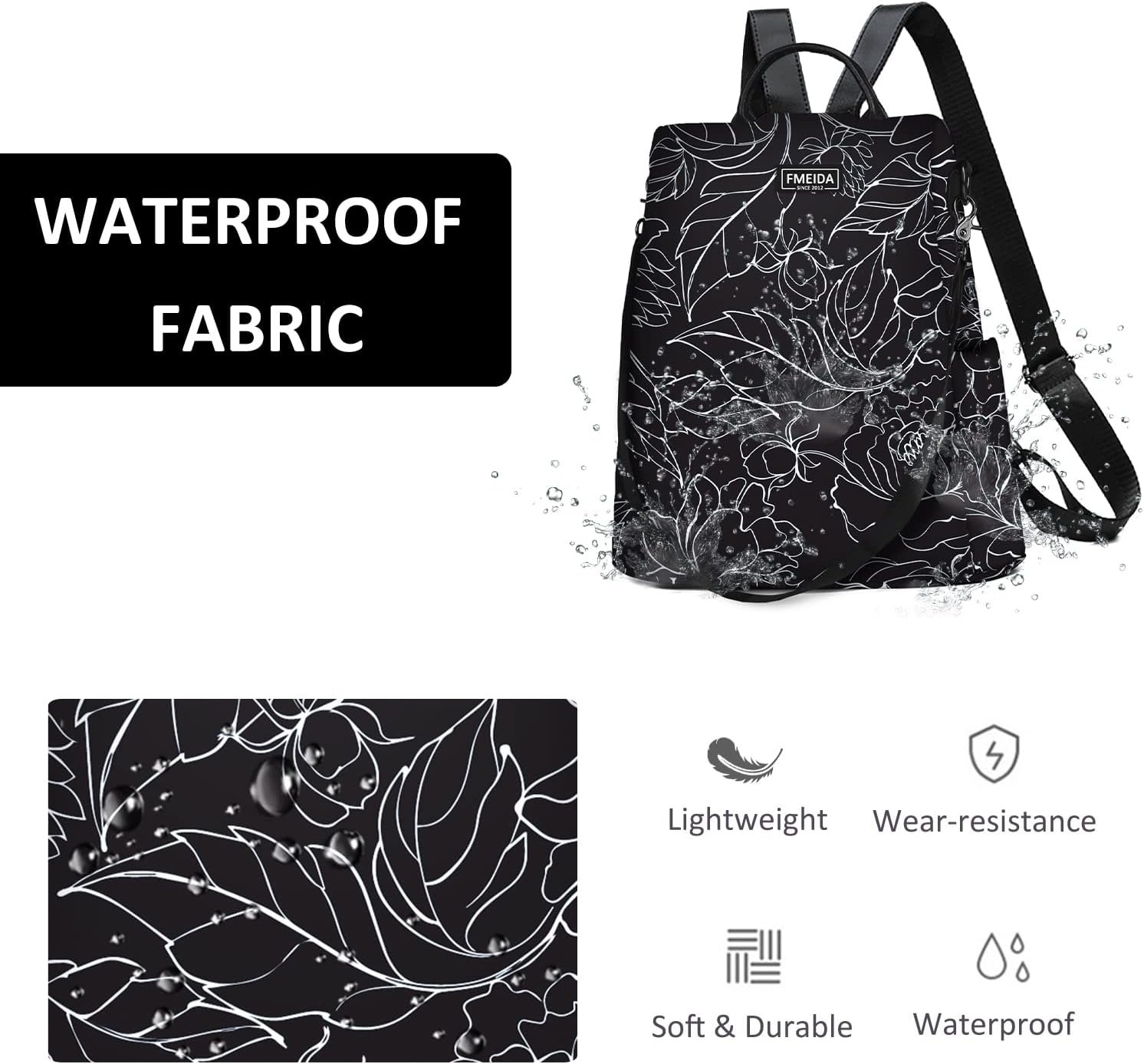 Women's Anti-Theft Backpack Purse | Lightweight Travel Daypack for College, Work & Outdoor | Nylon Back pack with Minimalist Floral Design | Hidden Back Zipper Opening, Compact Travel Size,Summer Purse, Daypack for College Work, Fits 13-inch laptop - Image 6