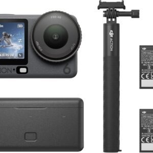 DJI Osmo Action 6 Enhanced Combo, 8K Waterproof Action Camera | 1/1.1" Square Sensor, Variable Aperture f/2.0–f/4.0, Extended Battery Life with 2 Batteries, 1.5m Extension Rod, Battery Case