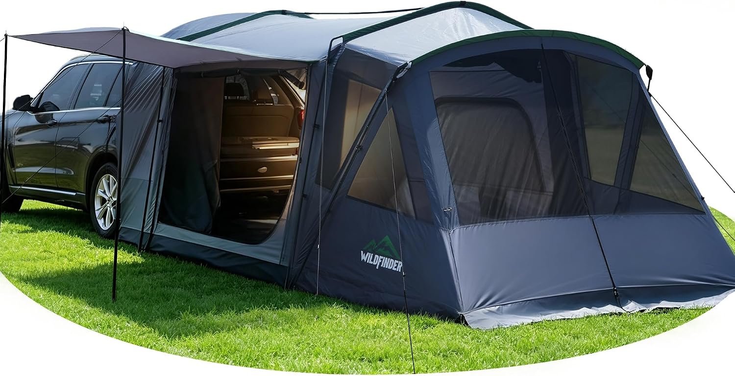 5-9 Person SUV Tent, Screen Porch and Awning, 14.1x9.2x6.9 FT | PU3000 Waterproof, UPF 50 Sun Protection, Can Be Independently Set Up, Portable Storage Bag Included, Fits Jeep And Truck