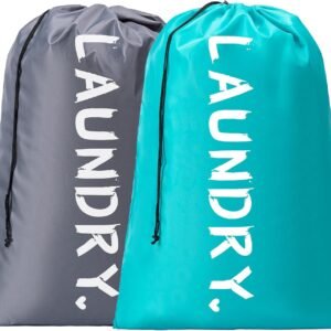 2 Pack XL Travel Laundry Bag, Machine Washable Dirty Clothes Organizer with Drawstring,Large Enough to Hold 4 Loads of Laundry, Easy Fit a Laundry Hamper or Basket Travel Essentials 24" x 36" | Ultra Large Capacity