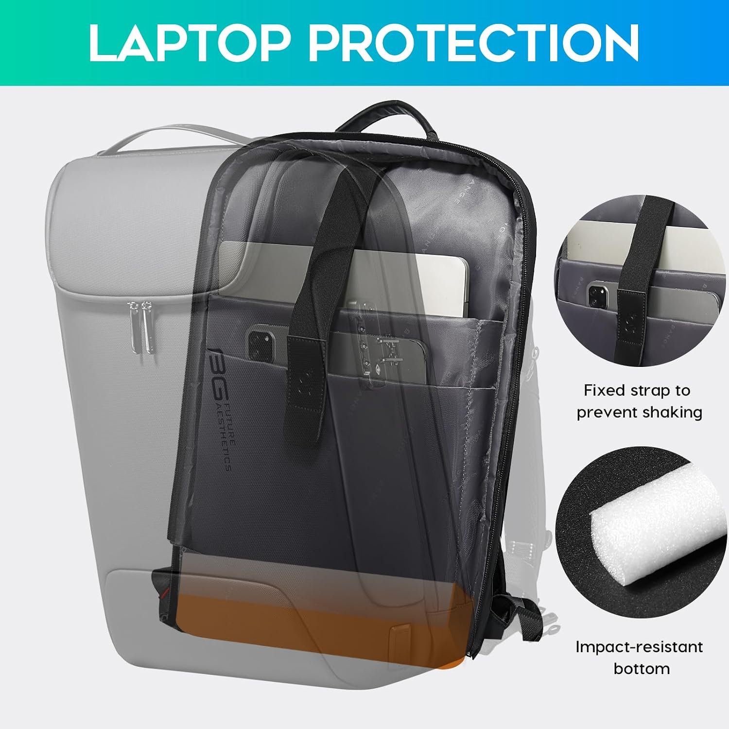BANGE Anti-Theft Backpack with USB Charging Port 17.3 Inch Business Laptop Backpack - Image 8