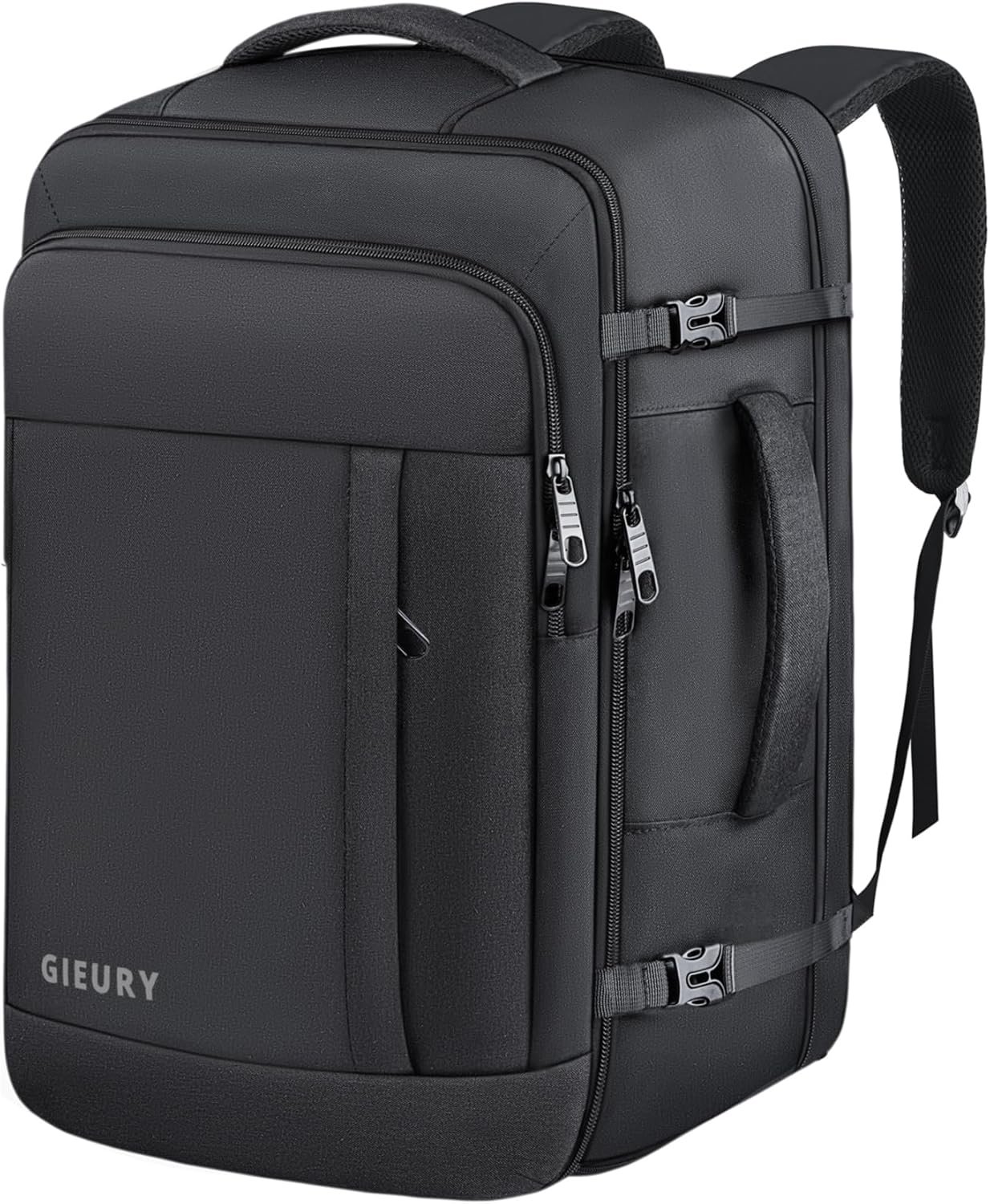Carry On Backpack, Expandable Extra Large Travel Backpack for Men Women | 40L-50L Expandable, TSA Flight Approved, Shoe Compartment, Anti-Theft, Lightweight Weekender Backpack, Travel Gifts, Black