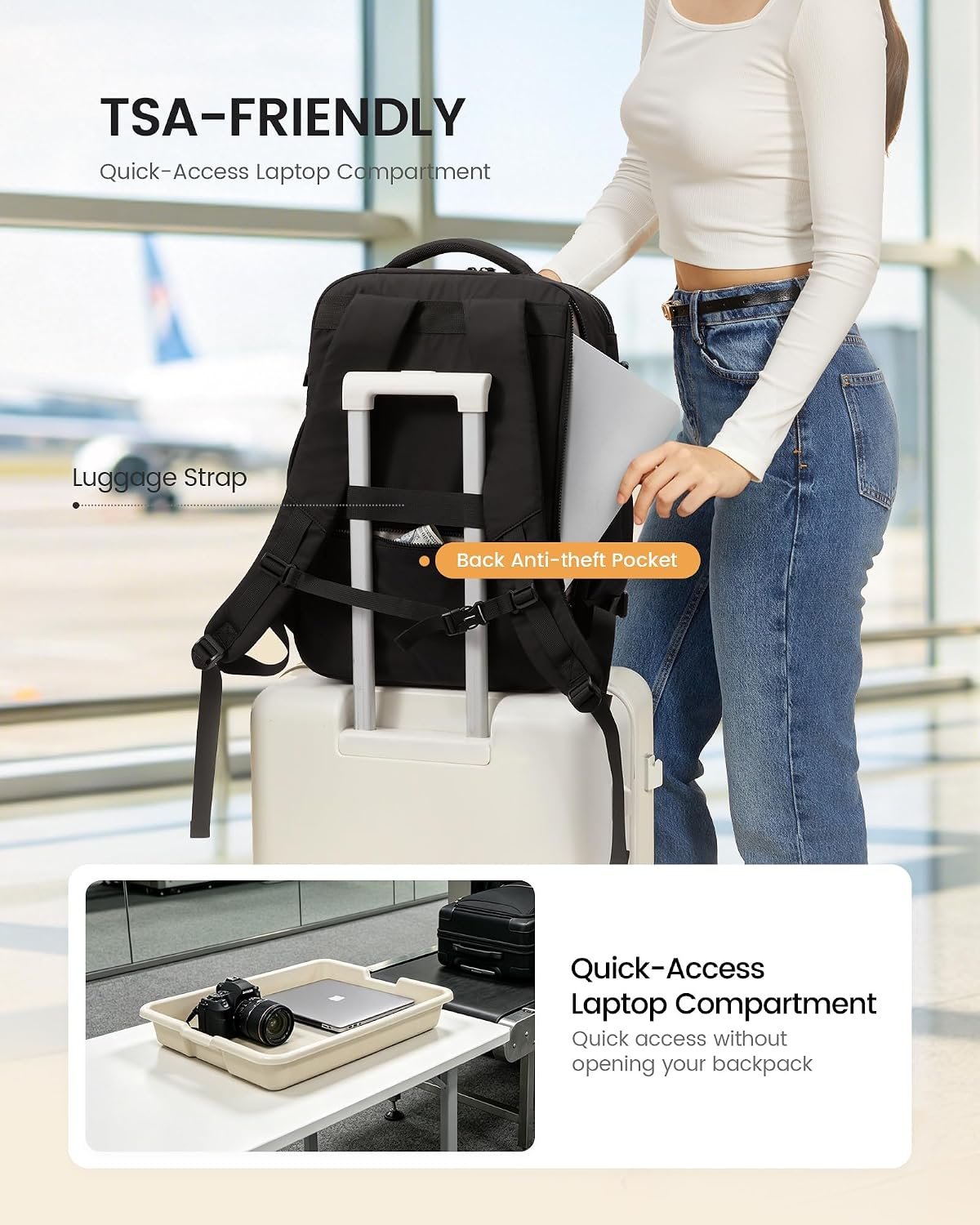 LOVEVOOK 40L Travel Backpack for Women Men, Airline Approved Carry On Luggage, Multi-Pocket TSA Personal Item Bag fits 17 Inch Laptop, Waterproof Weekender Overnight Suitcase Travel Essentials - Image 6