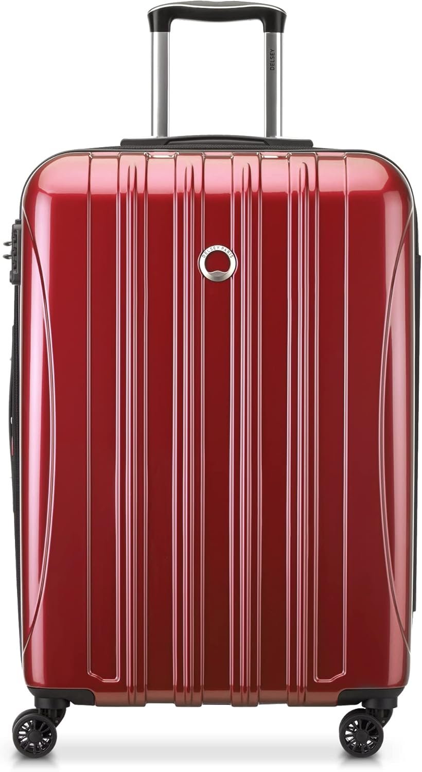 DELSEY PARIS Helium Aero Hardside Expandable Luggage with Spinner Wheels, Brick Red, Checked-Medium 24 Inch - Image 2