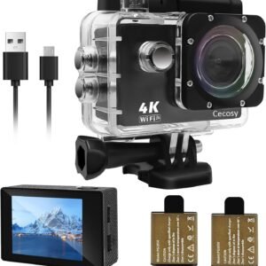 Action Camera 4K 30FPS, Waterproof Camera 30M Underwater Ultra HD 131FT 170°Wide Angle Shooting, with 2 x 1050 mAh Batteries for Cycling, Ice Skating, Skiing, Fishing, Climbing