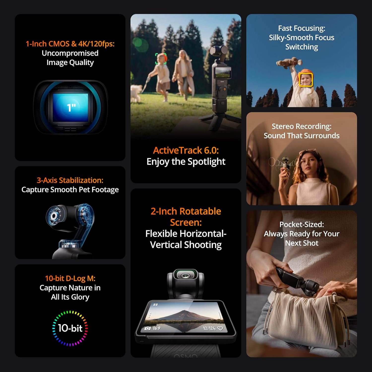 DJI Osmo Pocket 3 Creator Combo, Vlogging Camera with 1'' CMOS & 4K/120fps | 3-Axis Stabilization, Spotlight Follow, Fast Focusing, Mic Included for Clear Sound, Small Camera for Photography - Image 5