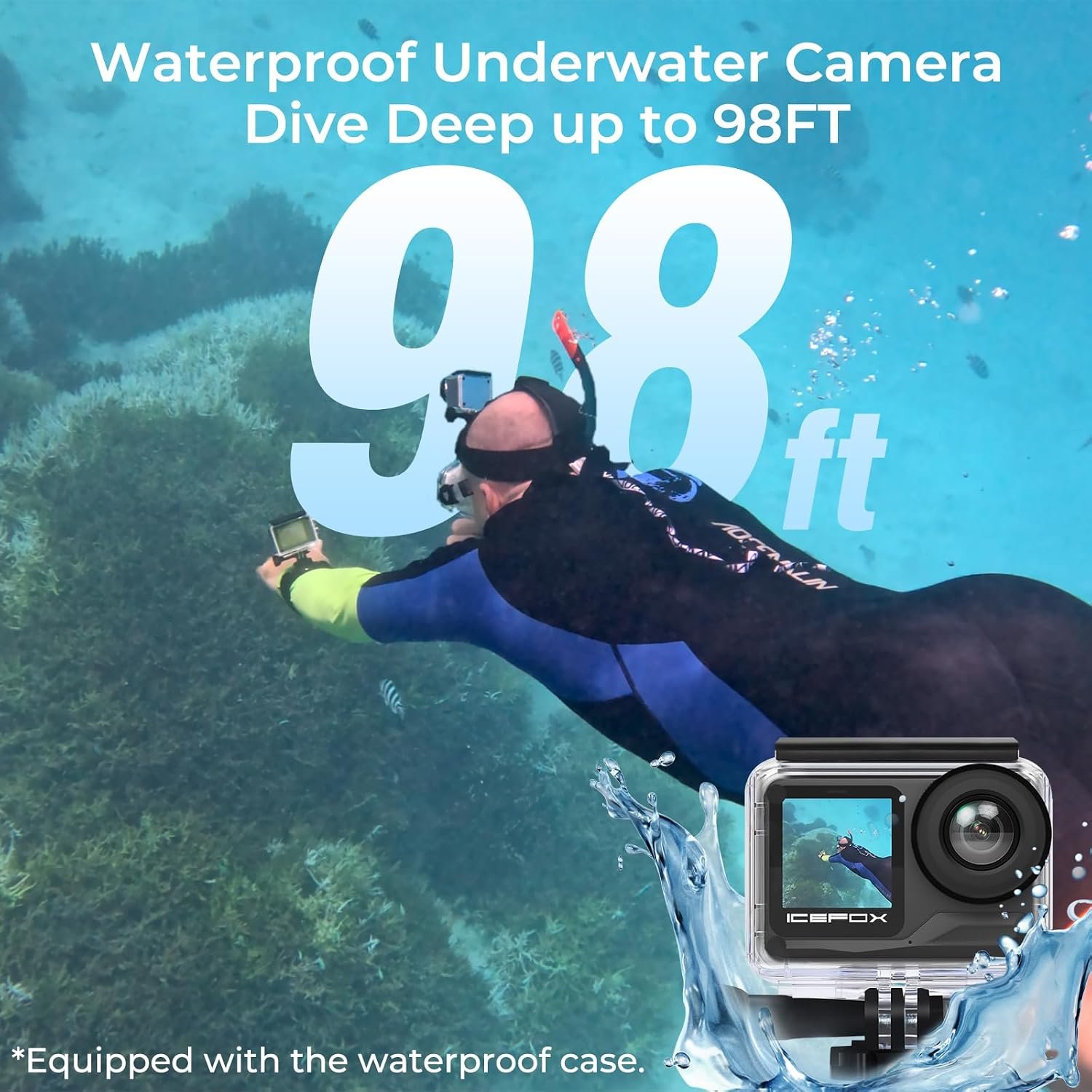 icefox Action Camera 4K 60FPS 20MP with 2X 2150mAh Batteries, Underwater Camera with 5X Zoom, EIS, Powered by Snappro App,Support Video&Photo Editing,Waterproof, WiFi Remote Control - Image 4