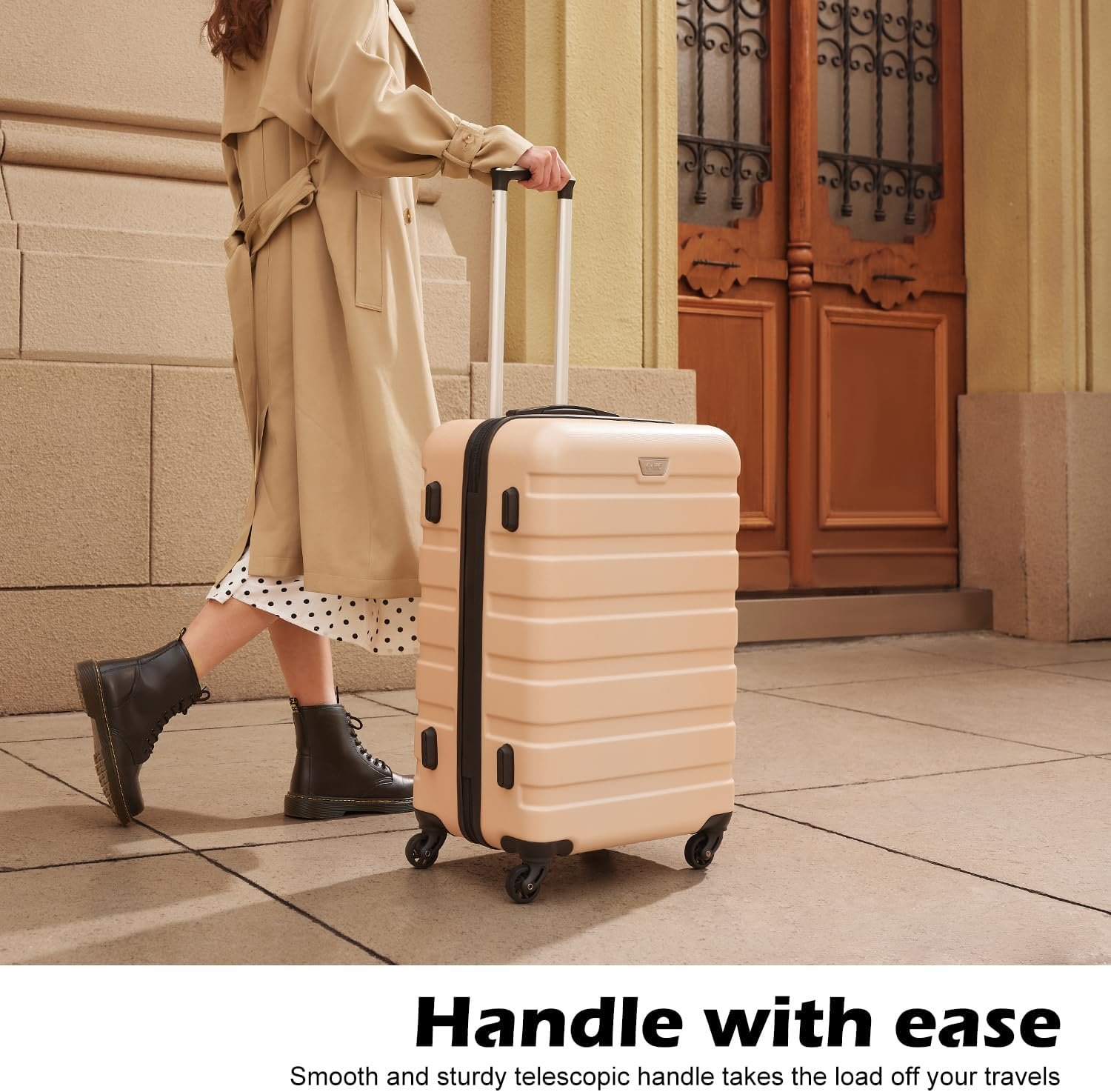Coolife Luggage Set, Lightweight Durable Hardshell, 3 piece, Yellow | suitcase set with 360° Spinner Wheels, TSA-approved Lock, Checked Family Travel, 20/24/28 Inch - Image 2