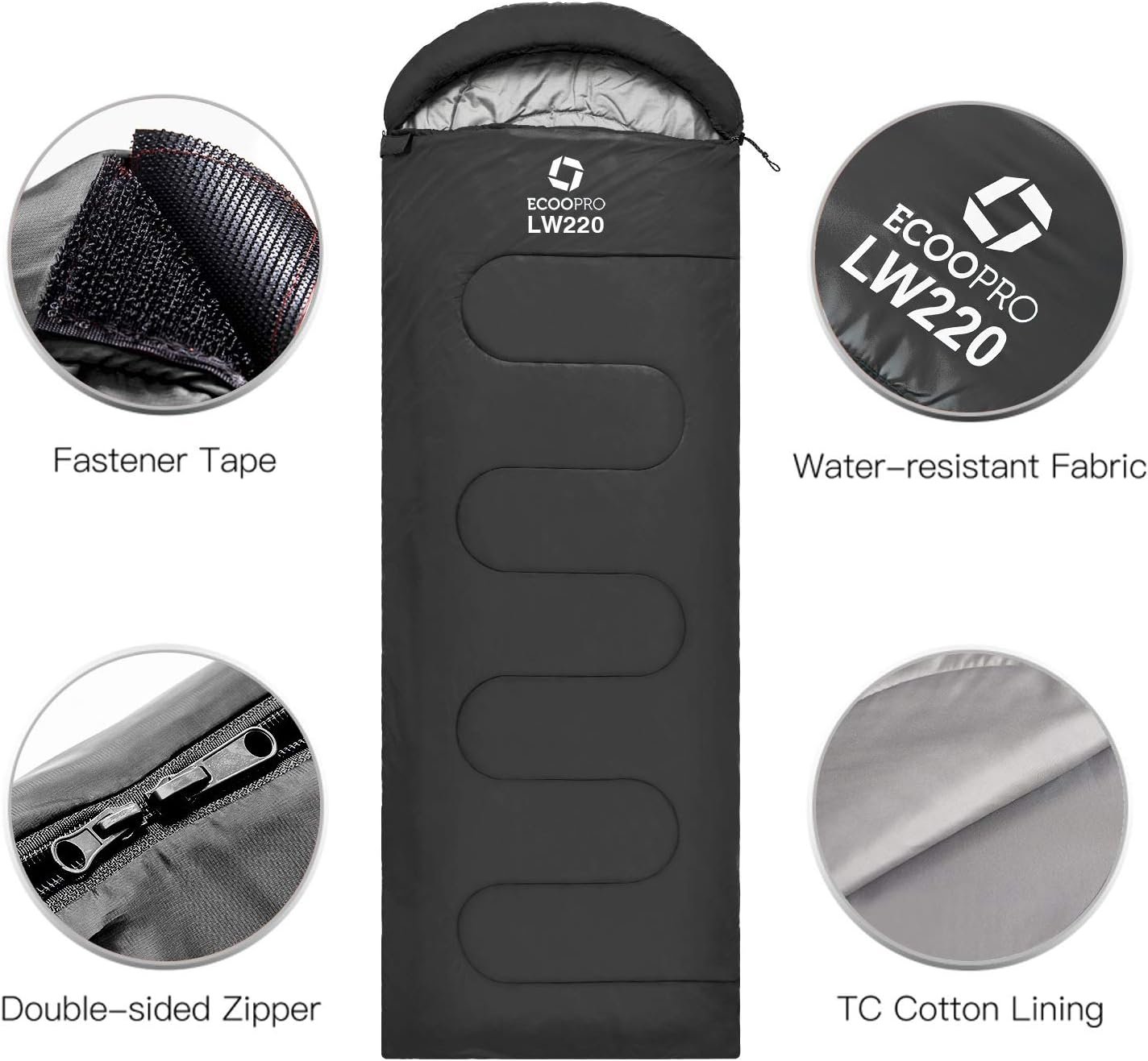 Warm Weather Sleeping Bag - Portable, Waterproof, Compact Lightweight, Comfort with Compression Sack - Great for Outdoor Camping, Backpacking & Hiking-83 L x 30" W Fits Adults - Image 3