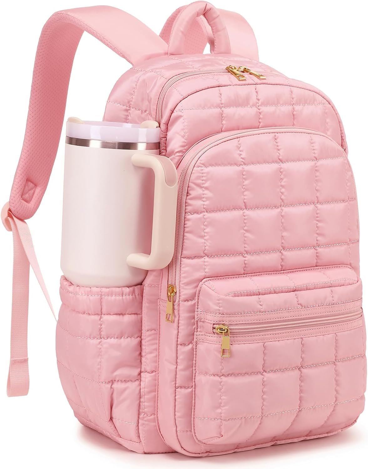 College Laptop Backpack 15.6 Inch Travel Backpack for Women Puffer Puffy Quilted Casual Daypack for Adult - Image 2