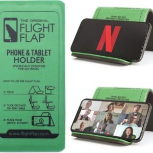 Foldable Airplane Phone Holder, Travel Phone Stand, Green | Use this flexible phone stand on a desk, bed, treadmill, office, kitchen counter, car headrest, or airplane seat back