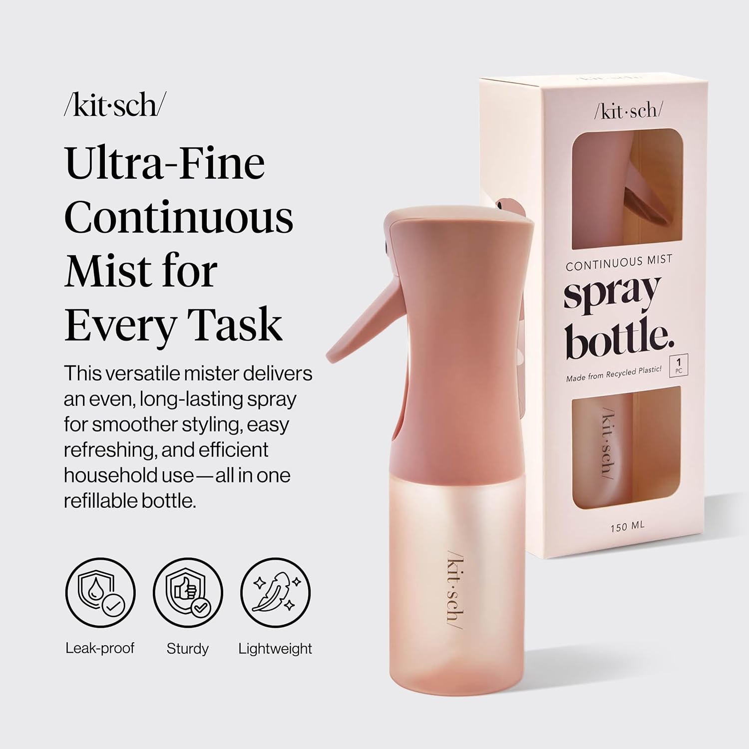 Kitsch Continuous Spray Bottle for Hair – Terracotta, 150ml | Fine Mister Spray Bottle & Water Spray Bottle – Recycled Hair Spray Bottle – Spray Bottles for Cleaning, Styling, & More - Image 2