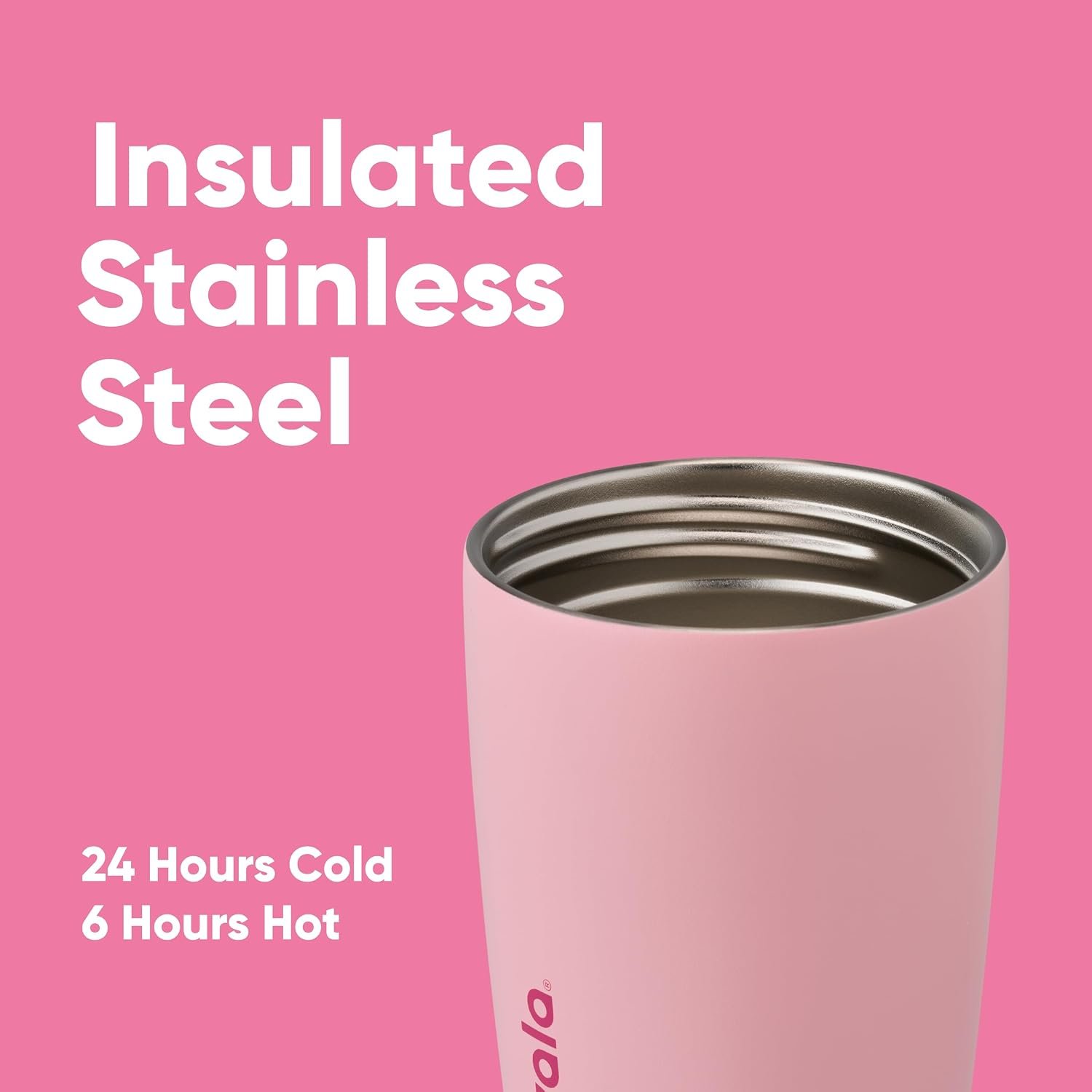 Owala SmoothSip Slider Insulated Stainless Steel Coffee Tumbler, Reusable Iced Coffee Cup, Hot Coffee Travel Mug, BPA Free 12 oz, Pink (Pucker Up) - Image 4