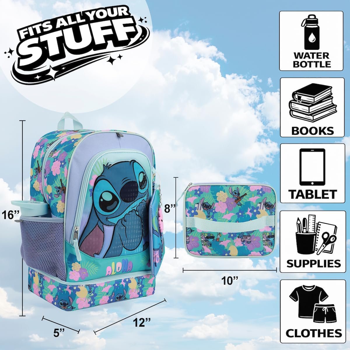 BIOWORLD Womens Kid Lilo & Stitch Backpack Set (Little Kid/Big Kid) Purple Onesize - Image 2