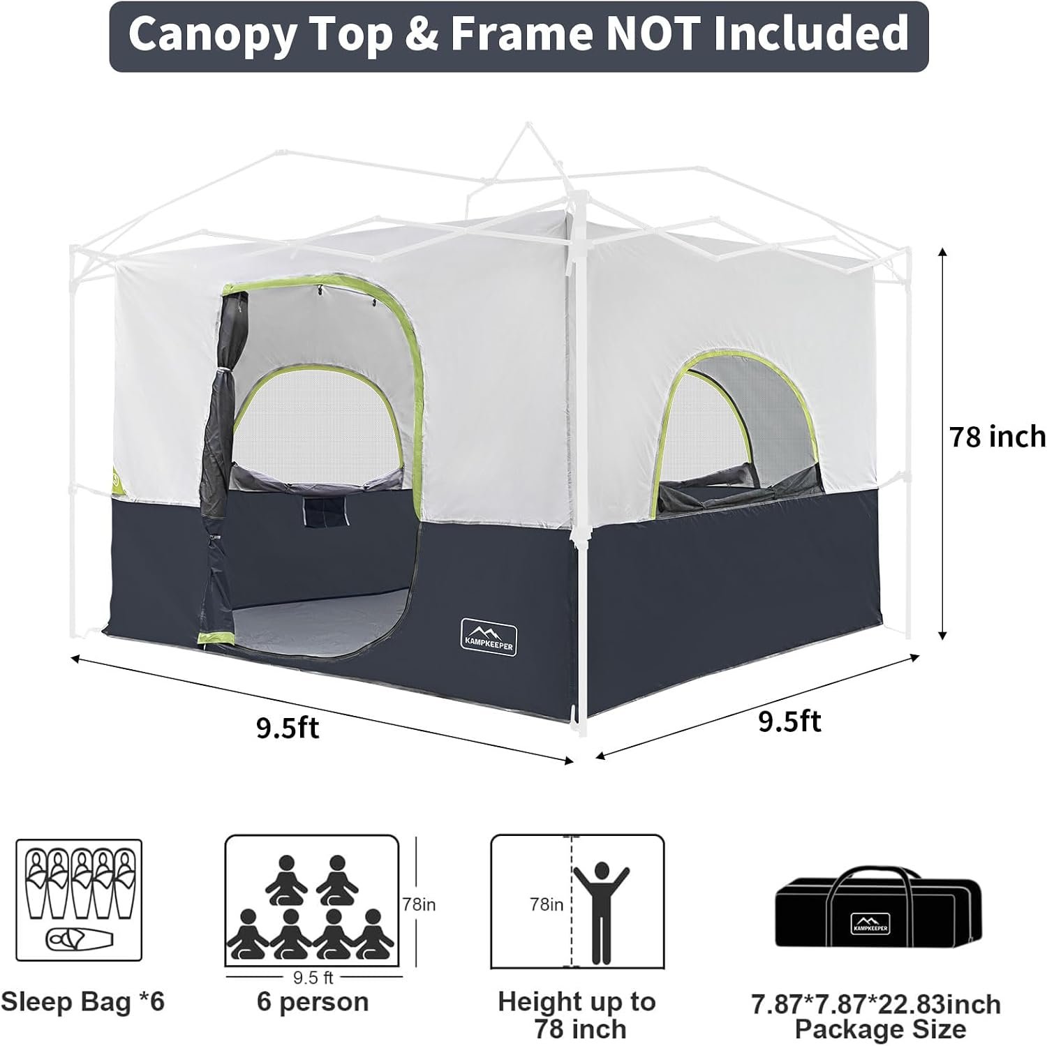 Camping Inner Tent for Pop Up Canopy–Vented Roof(Top & Frame NOT Included) | Converts 10'x10' Straight Leg Canopy into Camping Tent–Fully Vented Roof - Image 3