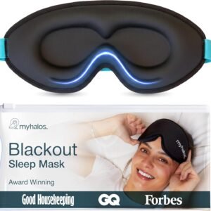 MyHalos® Sleep Mask for Men and Women, 3D Blackout Eye Masks for Sleep | Sleeping Mask, Blindfold, Zero Pressure, Breathable, Side Sleepers &Eyelash Friendly, Night & Travel Eye Mask (Black)