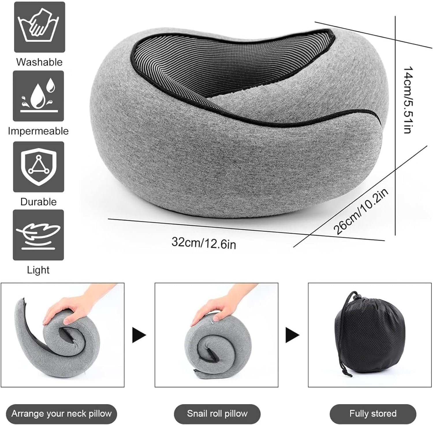 WEERSHUN Travel Pillow for Airplanes, 2026 New Memory Foam Neck Pillow with Chin Wrap for Traveling, Suitable for Airplanes, Offices and Cars - Image 2
