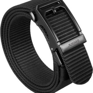 JUKMO Men's 1.5" Ratchet Nylon Tactical Work Belt | Automatic Slide Zinc Alloy Buckle, Adjustable Trim to Fit