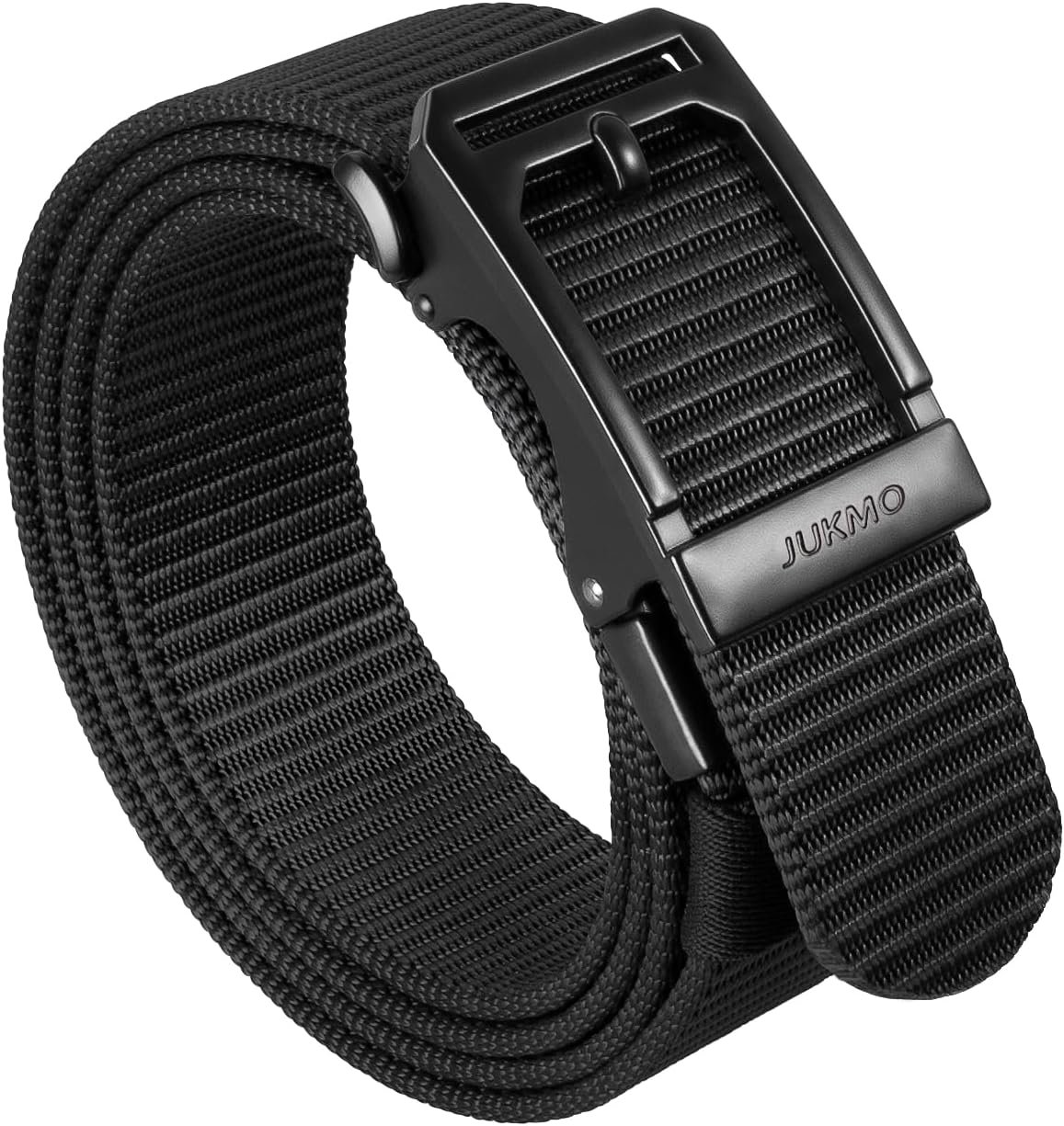 JUKMO Men's 1.5" Ratchet Nylon Tactical Work Belt | Automatic Slide Zinc Alloy Buckle, Adjustable Trim to Fit