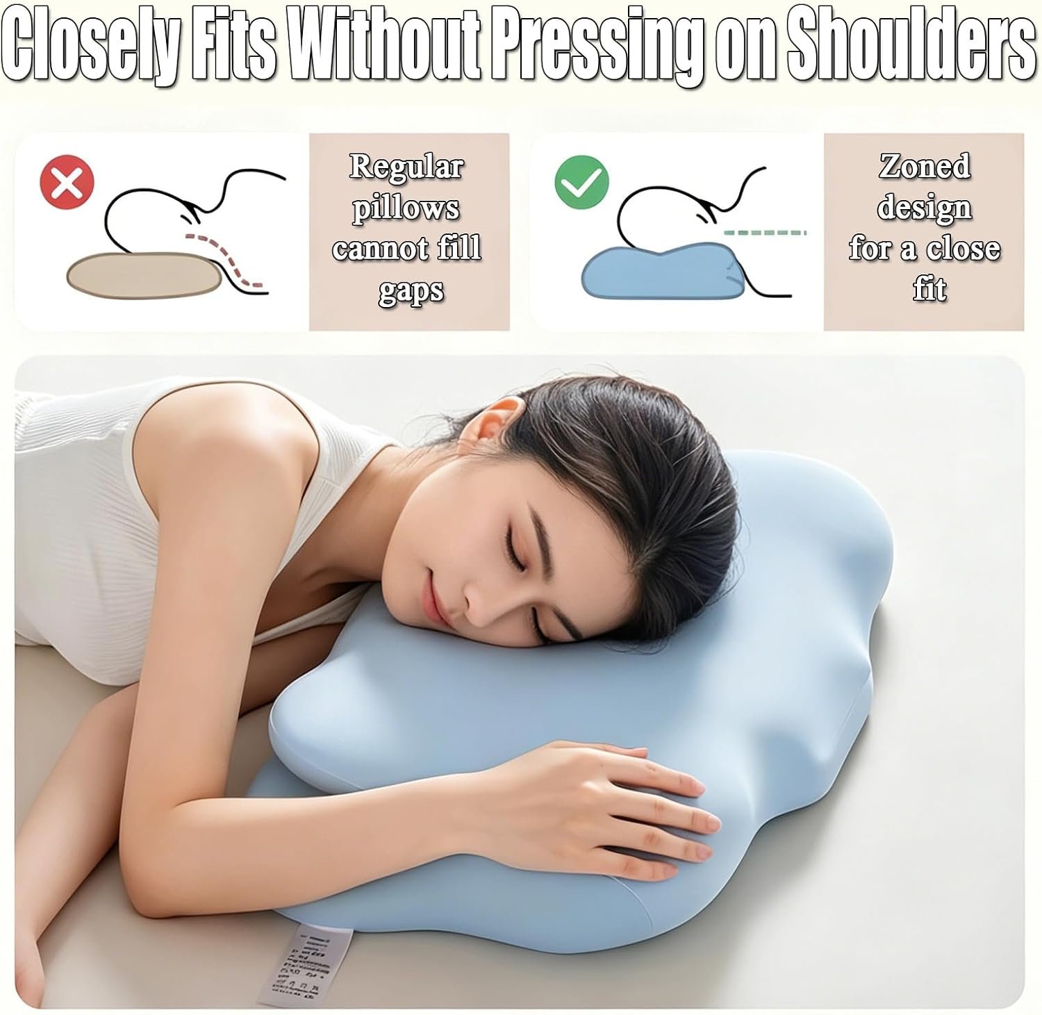 Cloud Pillow - Ergonomic Memory Foam Pillow, Memory Foam Pillow for Neck (Grey) - Image 4