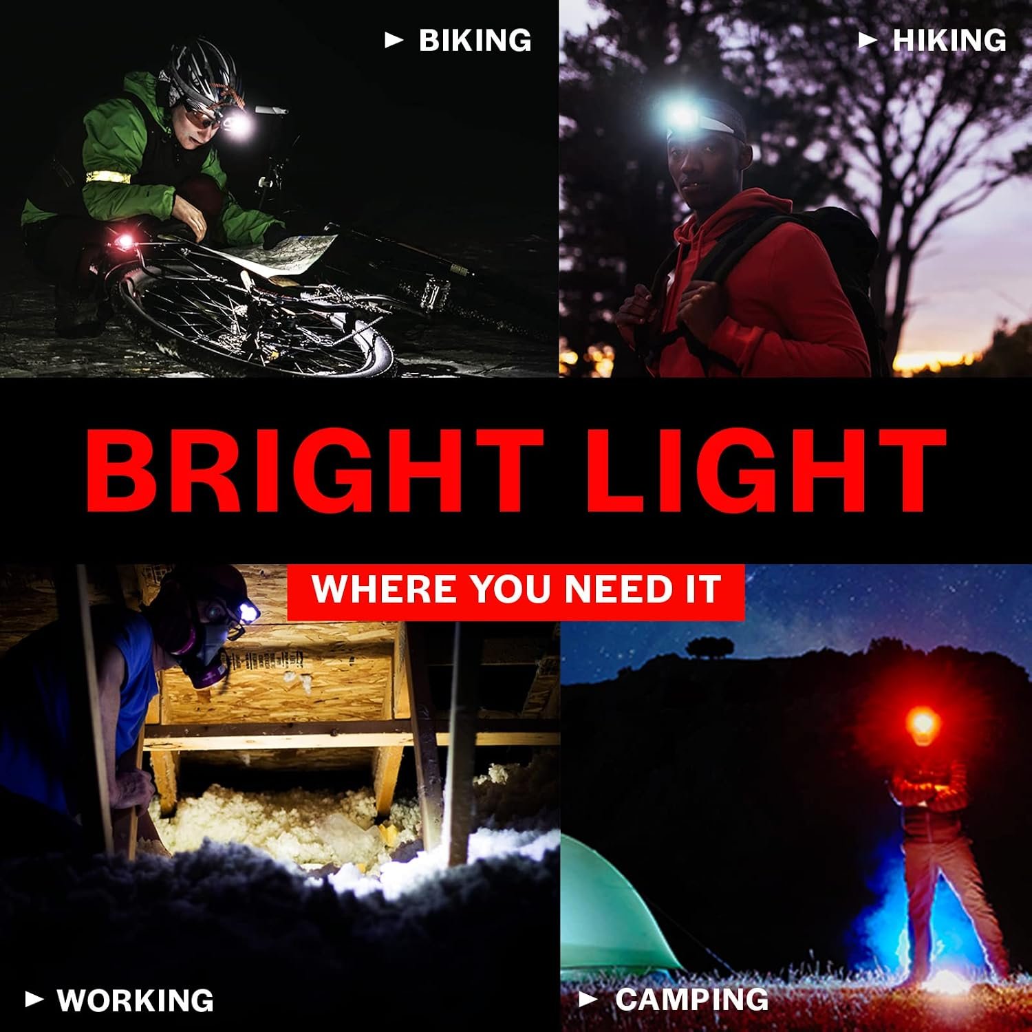 LED Headlamp 2-pack Battery Powered (AAA) (Batteries Not Included) | Head Lamp for Running Hunting Camping Fishing Hiking with Red Light and Adjustable Headband - Bright Forehead Headlamp 7 Modes - Image 9