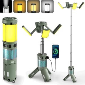 Telescopic Camping Lights with Stand, 40H Playtime, Magnetic Base | 12000mAh Portable Flashlight, RGB Ambient Lighting, Collapsible IPX5 Waterproof for Camping, Hiking and Emergency Use