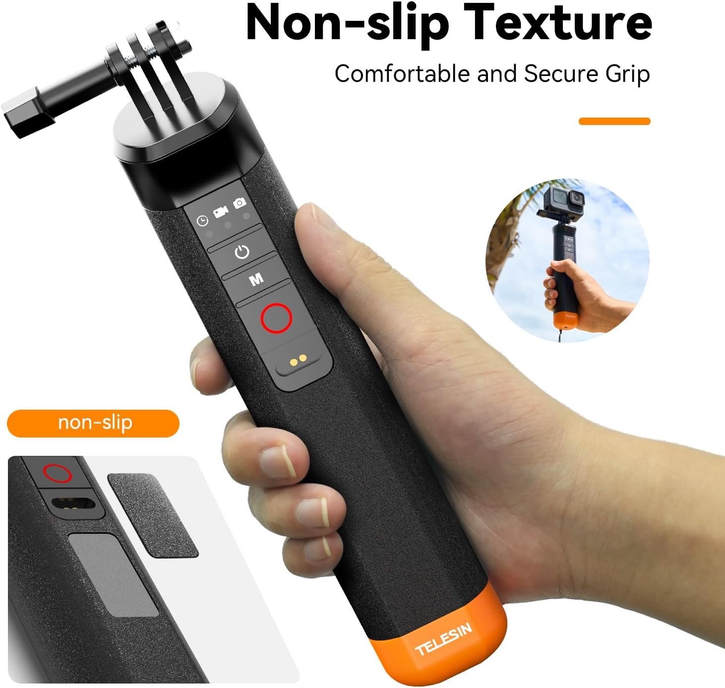 TELESIN Floating Selfie Stick with Bluetooth Remote for GoPro 13-8 | Compatible with GoPro Hero 13/12/11/10/9/8 Black Waterproof Floating Handle Grip with Bluetooth Remote Control - Image 5