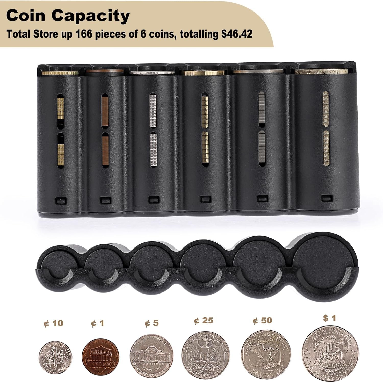 BSTKEY US Coin Holder Coin Dispenser with Water Bottle Holder, Fanny Pack with Banknote Waiters Purse Coin Sorter Coin Organizer, Black Coin Storage Bag with Belt for Waitress Serve Hiking Walking - Image 6