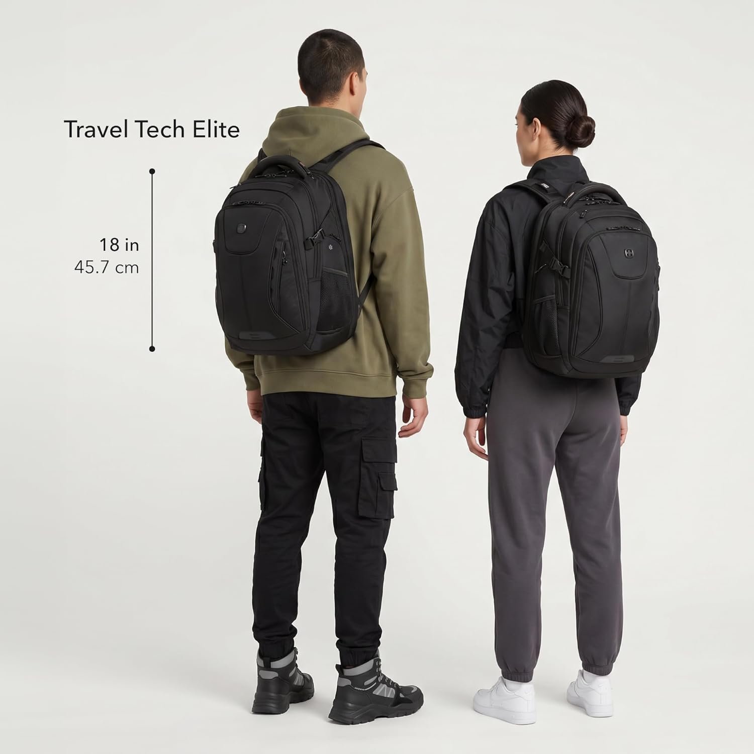 SwissGear Travel Tech Elite Laptop Backpack – Fits Laptops up to 16” – ScanSmart TSA-Friendly Backpack with USB Port, Shoe Compartment & Organizer Pockets – Black - Image 7