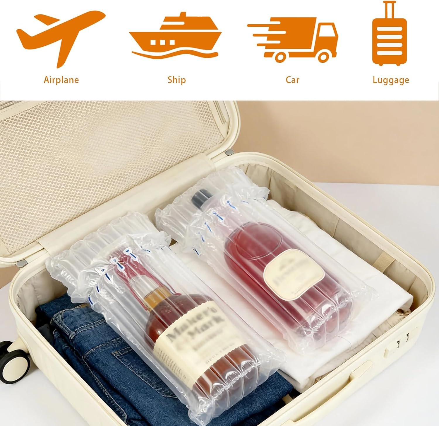 Whiskey Bottle Travel Protector Bags, Conilly Inflatable Air Column Packaging Bubble Bag with Free Inflator Pump, Reusable Whiskey Bottle Protector, Safe Choice for Whiskey Transportation (10) - Image 6