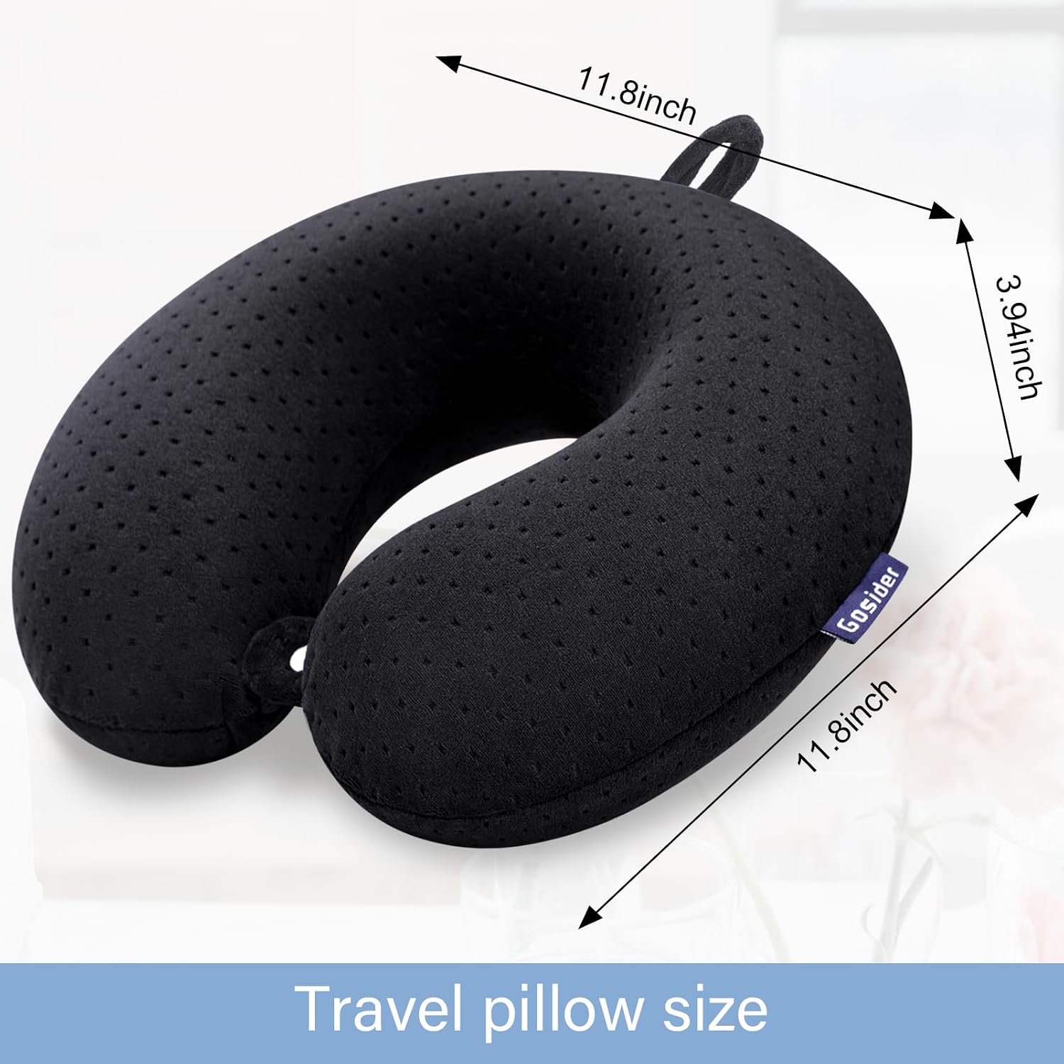 Black Travel Neck Pillow Memory Foam Airplane Pillow for Neck and Head Support Soft Portable U Shape Neck Pillow for Plane, Car & Home Office Use - Image 3