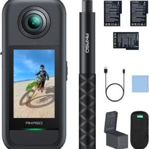 AKASO 360 Action Camera Creator Combo- 5.7K 360 Video with 1/2" 48MP Sensors, 72MP 360 Photo, 360-SuperSmooth, Touchscreen, Invisible Selfie Stick, 360° Horizon Lock, AI Tracking