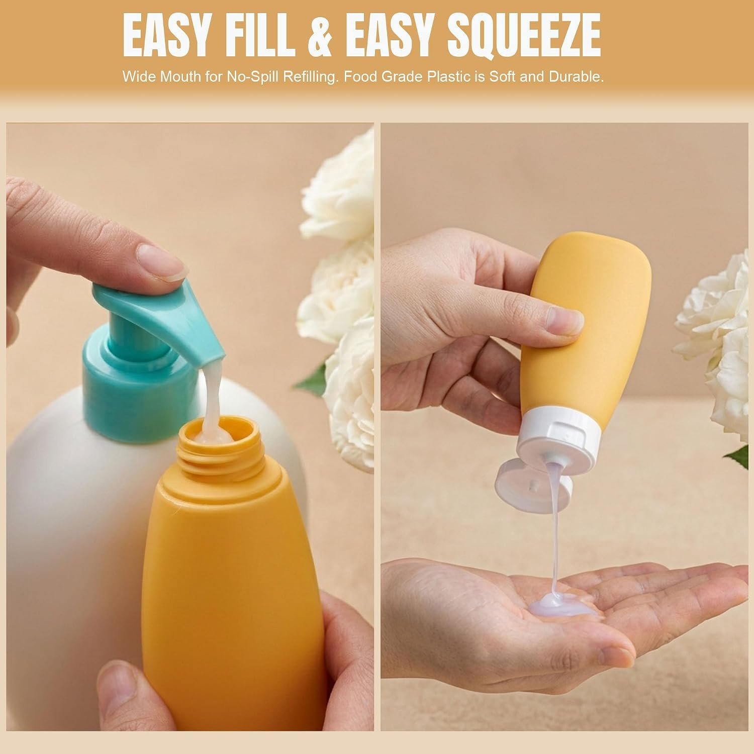 DEWSENSI 20 Pack Travel Bottles Set for Toiletries | TSA Approved, Leak Proof, Plastic Travel Size Containers, Refillable Accessories for Shampoo Conditioner Lotion Liquids - Image 4