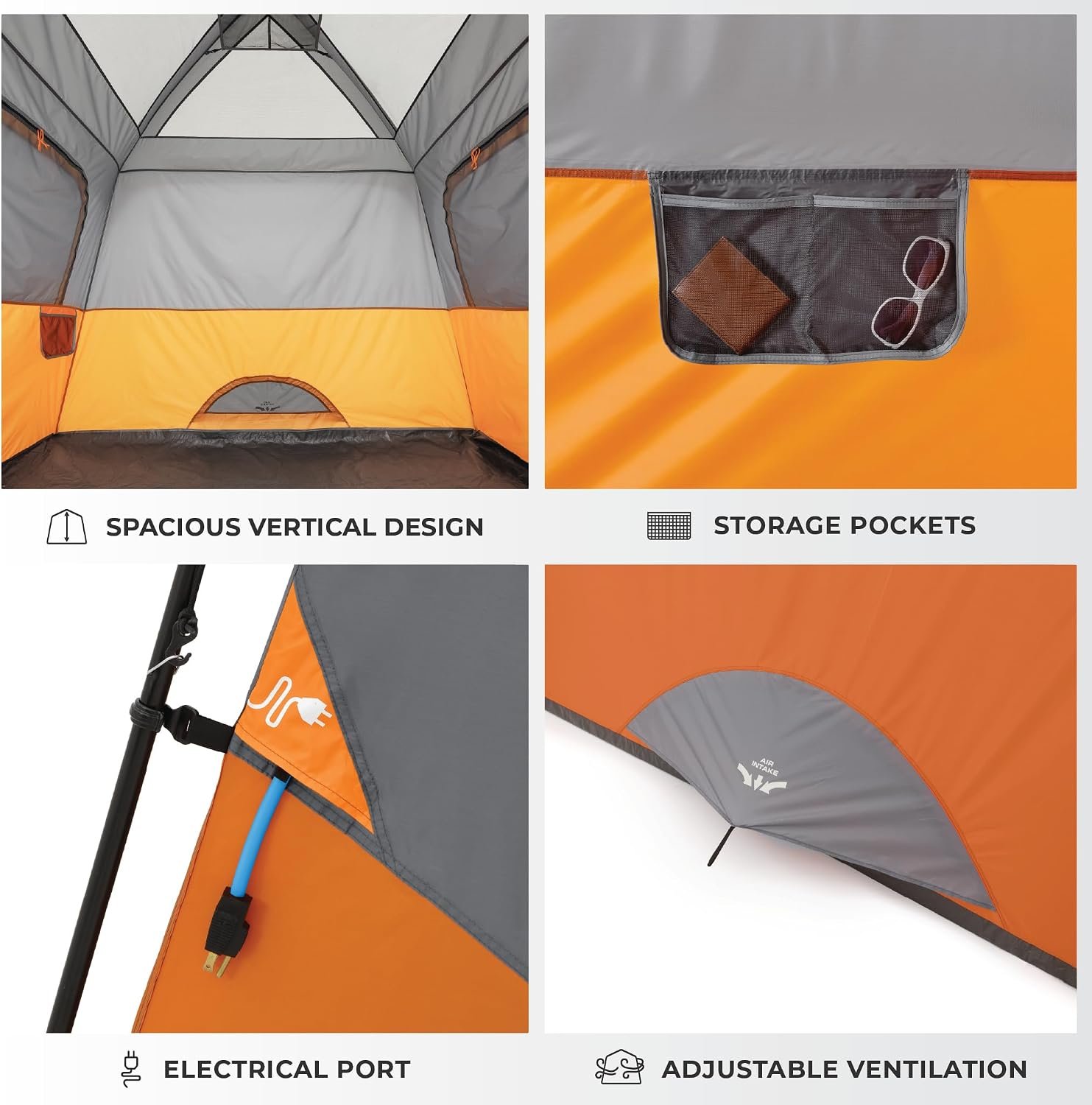 CORE Tent for Family Camping | 4 Person & 6 Person Portable Camp Tent with Carry Bag for Outdoor Car Camping | Included Gear Loft Organizer for Camp Accessories - Image 6