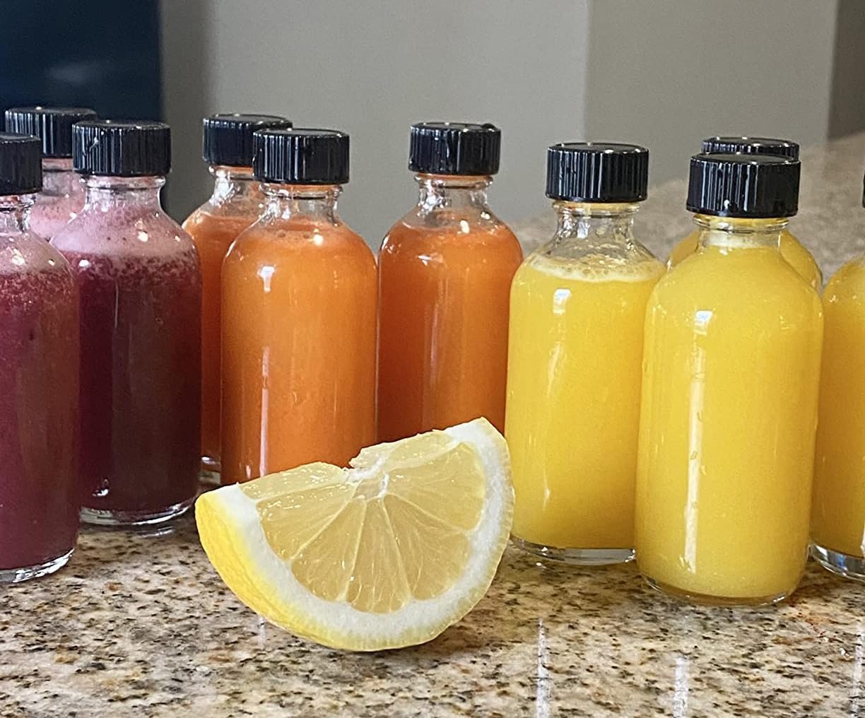 6pack 2oz Ginger Shot Bottles, Reusable Glass Shot Bottles with Caps | Leak-proof Airtight Lid| Mini Travel Bottles | Ideal for Ginger, Juice& Immunity Shots | Premium Food-Grade Glass - Image 6