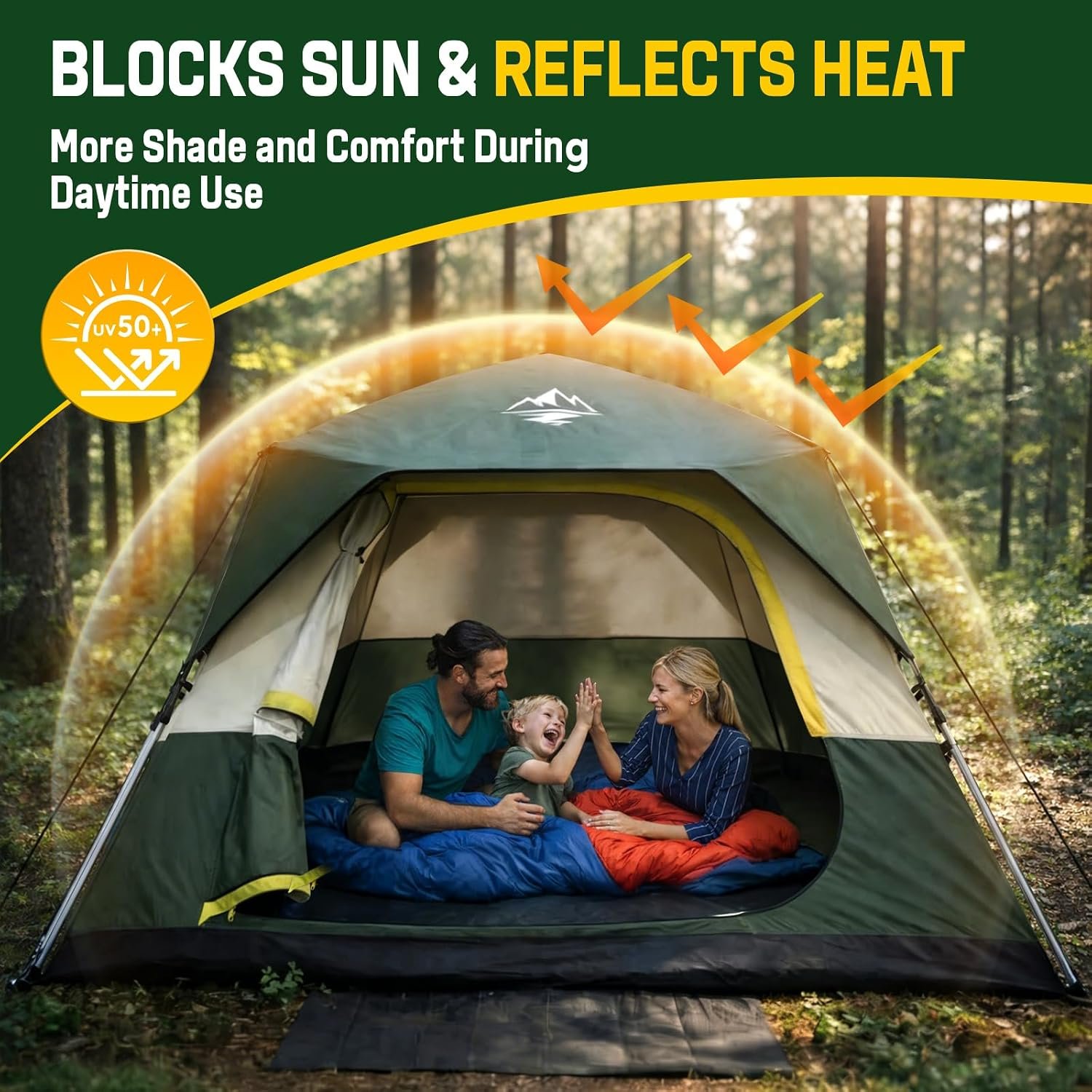 4 Person Instant Tents for Camping Setup in 50s, Cabin Tent with Rainfly | Waterproof Windproof Camping Tent, Double Layer Portable Instant Tents with Carry Bag for Family Outdoor Camping & Hiking - Image 6