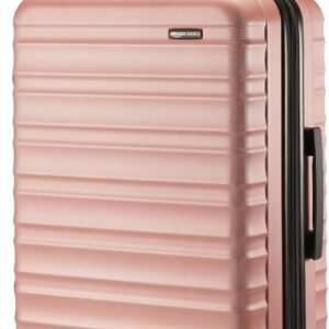 Amazon Basics 26" Hardside Medium Checked Luggage, Expandable Hardshell Suitcase with Telescoping Handle, Scratch-Resistant Surface, Four Multi-directional Wheels, Rose Gold