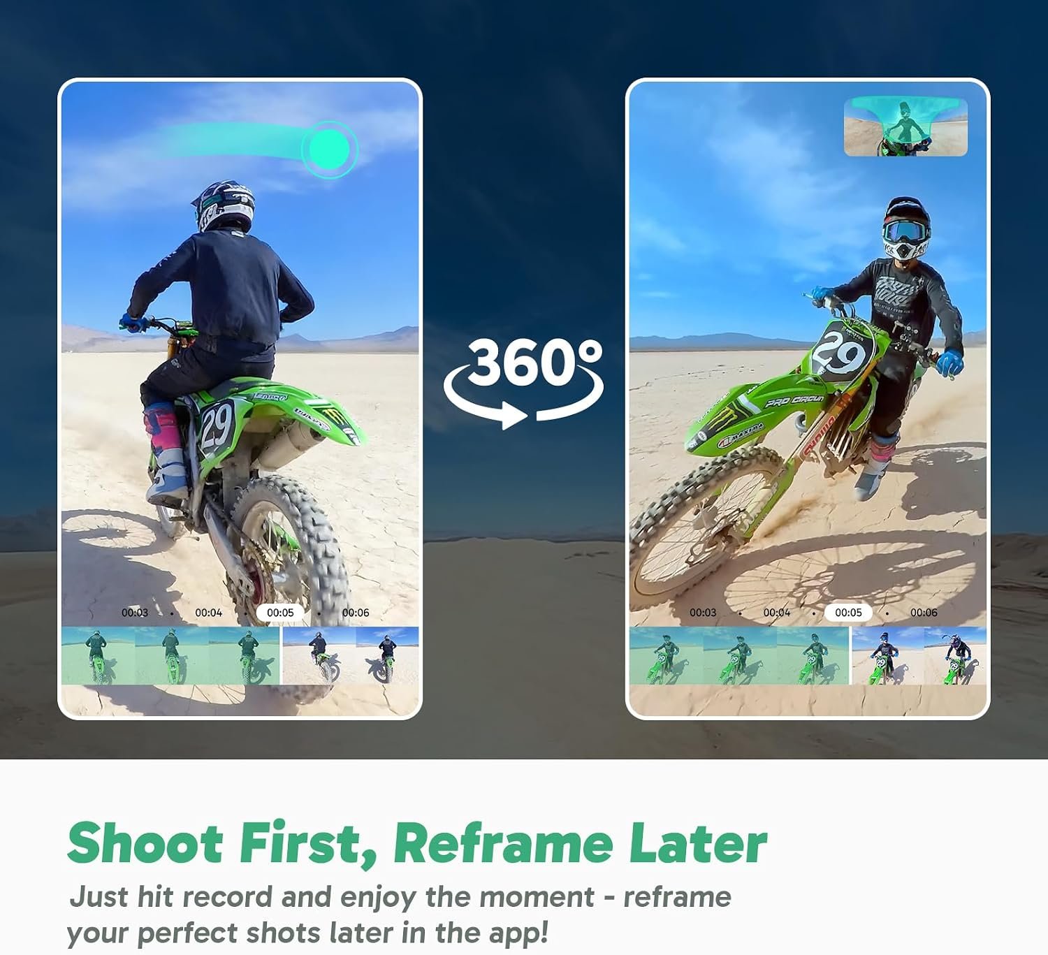 AKASO 360 Action Camera Motorcycle Combo- 5.7K 360 Video with 1/2" 48MP Sensors, 72MP 360 Photo, 360-SuperSmooth, Invisible Selfie Stick, 360° Horizon Lock, AI Tracking - Image 7