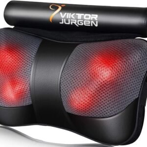 VIKTOR JURGEN Shiatsu Back Massager with Heat, Deep Tissue for Pain Relief | Electric 3D Kneading Massage Pillow for Neck, Shoulder, Back, Christmas Women Gifts for Men Dad Mom Wife Her (NOT Cordless)