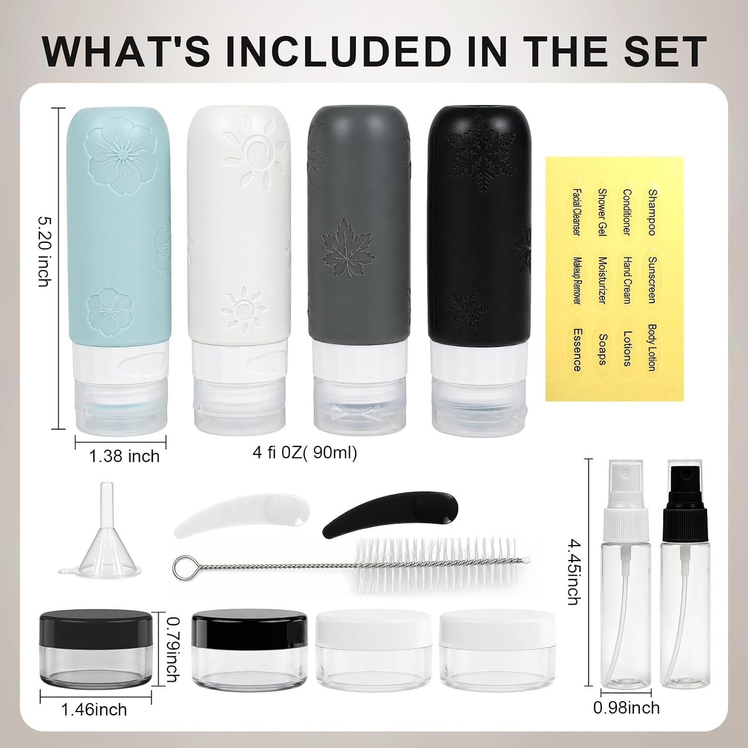 16 Pack Travel Bottles for Toiletries, Silicone TSA Approved-Containers for Toiletries,3oz Silicone Travel Bottles Set Leak Proof Refillable Liquid,Shampoo and Conditioner Travel Toiletry Bottles Grey - Image 2