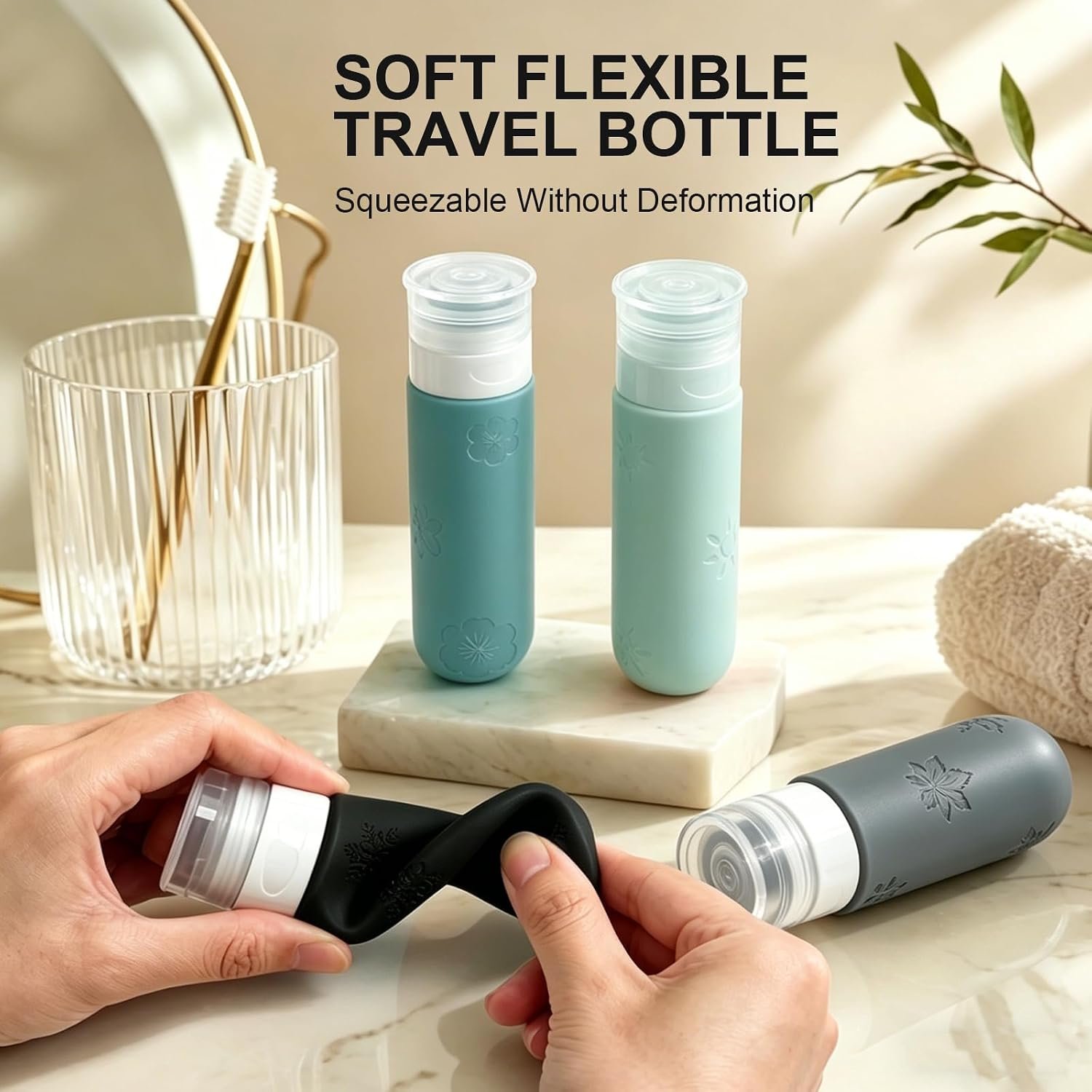 16 Pack Travel Bottles for Toiletries, Silicone TSA Approved-Containers for Toiletries,3oz Silicone Travel Bottles Set Leak Proof Refillable Liquid,Shampoo and Conditioner Travel Toiletry Bottles Grey - Image 6