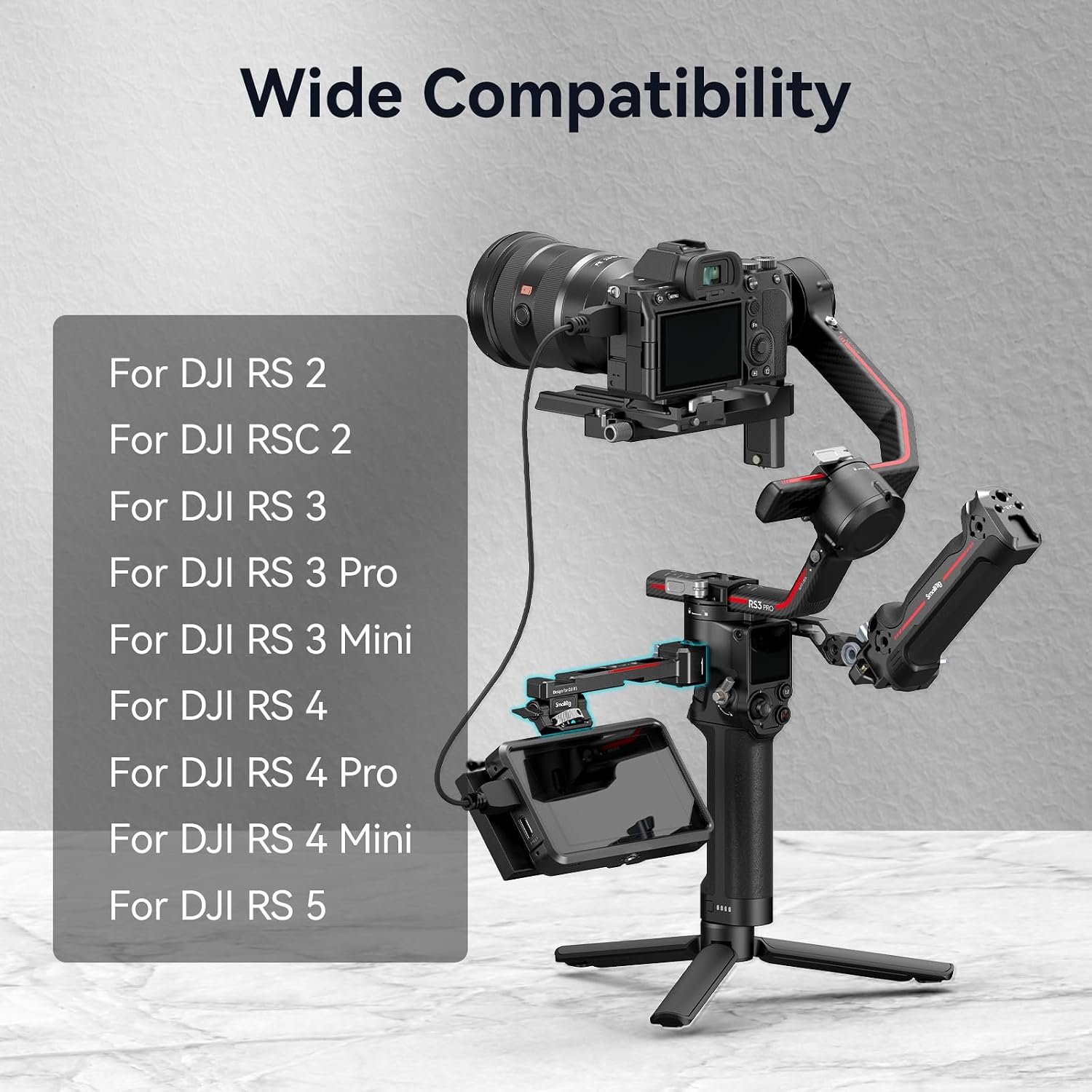 SmallRig Adjustable Camera Monitor Mount with Quick Release NATO Clamp | with Cold Shoe Mount, Anti-Twist Design for DJI RS 5 / RS 4 Mini/ RS 4/ RS 4 Pro/ RS 3 Pro/ RS 3 Mini/ RS 3/ RS 2/ RSC 2 - Image 2